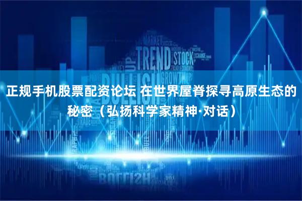 正规手机股票配资论坛 在世界屋脊探寻高原生态的秘密（弘扬科学家精神·对话）