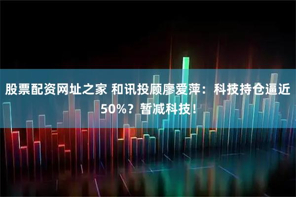 股票配资网址之家 和讯投顾廖爱萍：科技持仓逼近50%？暂减科技！